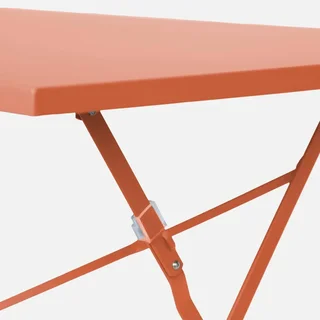 Table pliante jardin bistrot métal bleu canard 4 places Emilia