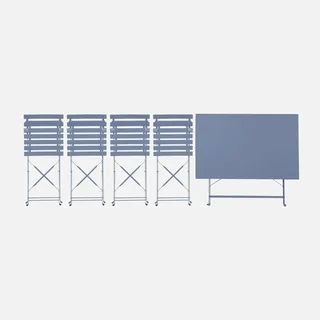 Ensemble table pliante bistrot 4 chaises métal bleu canard jardin terrasse