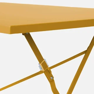 Ensemble bistrot Emilia table pliante 4 chaises métal bleu canard jardin terrasse