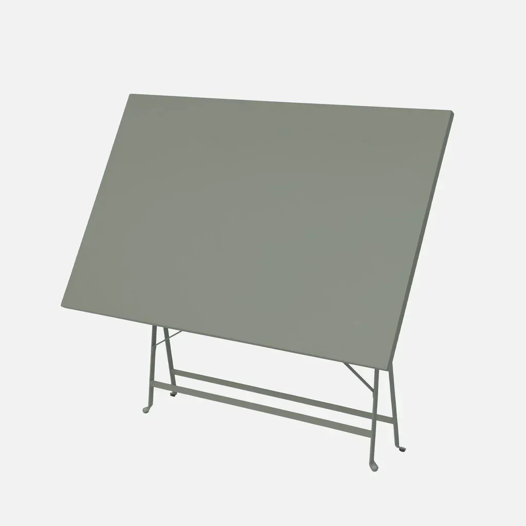 Table pliante bistrot métal bleu canard 4 places jardin terrasse