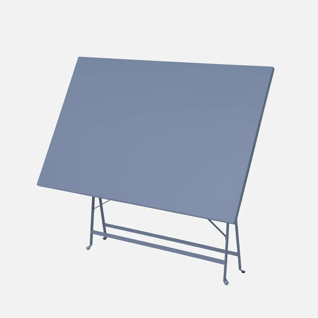 Ensemble table pliante bistrot 4 chaises métal bleu canard jardin terrasse