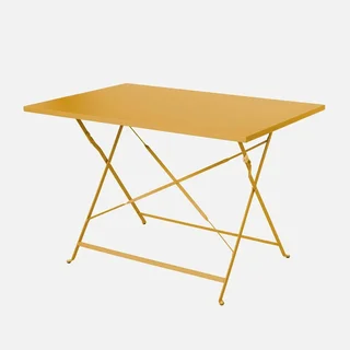 Ensemble bistrot Emilia table pliante 4 chaises métal bleu canard jardin terrasse