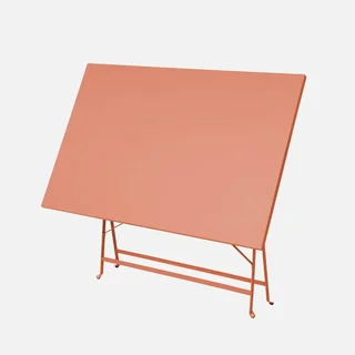 Table pliante jardin bistrot métal bleu canard 4 places Emilia