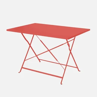 Table pliante bistrot métal bleu canard 4 places jardin terrasse