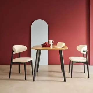 Table à manger carrée 4 places bois métal noir 90x90 cm