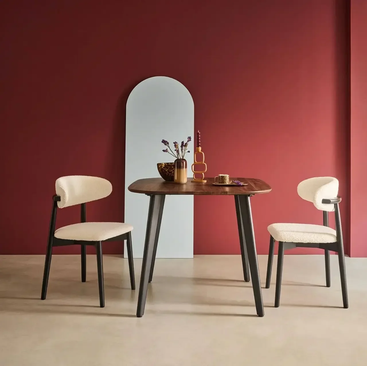 Table carrée 4 personnes bois métal noir 90x90 cm