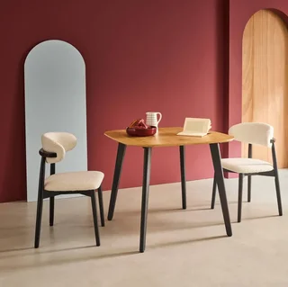 Table à manger carrée 4 places bois métal noir 90x90 cm