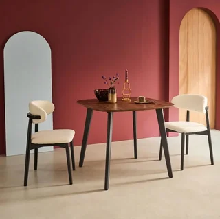 Table carrée 4 personnes bois métal noir 90x90 cm