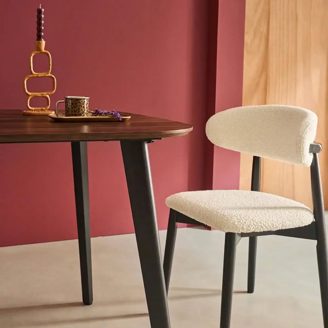 Table carrée 4 personnes bois métal noir 90x90 cm