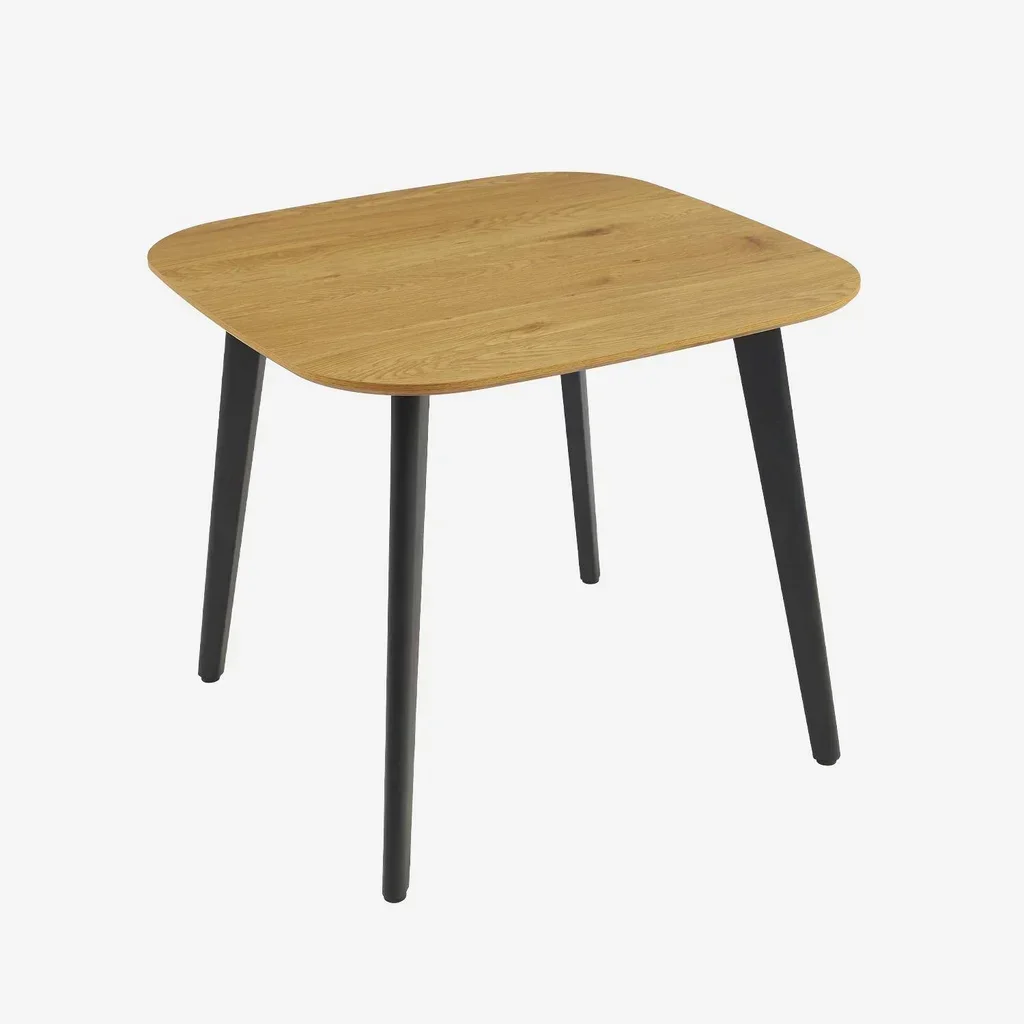 Table à manger carrée 4 places bois métal noir 90x90 cm