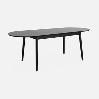 Table à manger extensible Lina 6-8 places hévéa et chêne plaqué