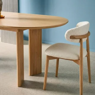 Table ovale extensible 6-8 places hévéa massif et chêne plaqué