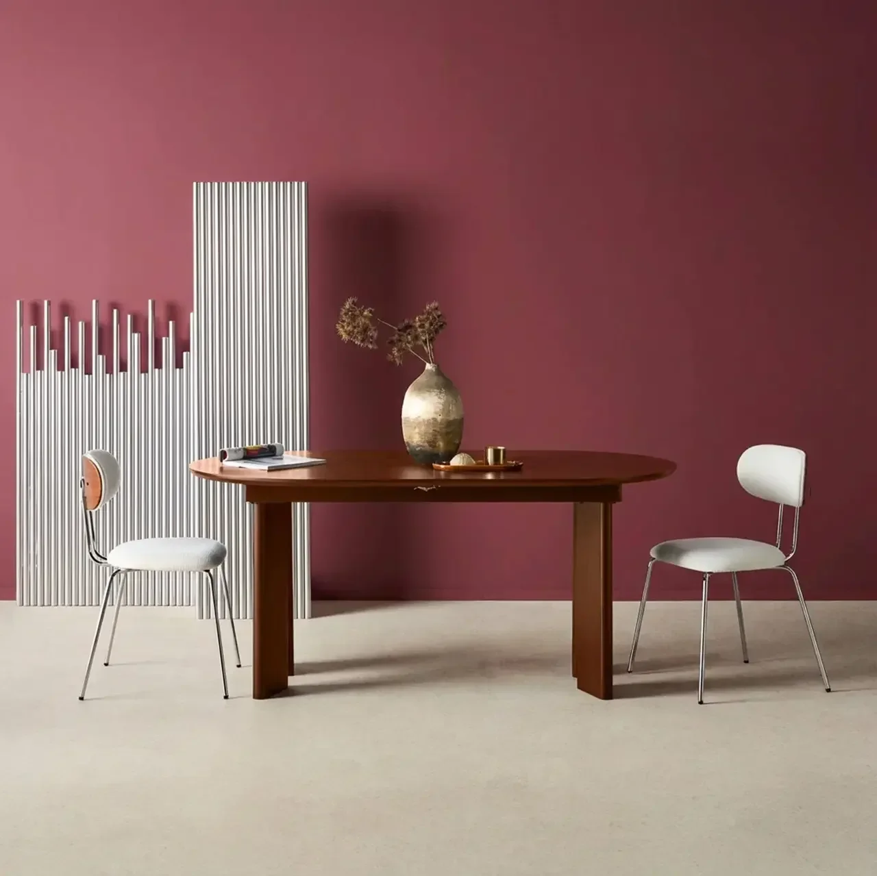 Table ovale extensible 6-8 places hévéa massif chêne Albane