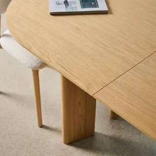 Table ovale extensible 6-8 places hévéa massif et chêne plaqué