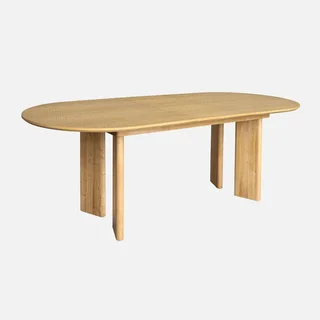 Table ovale extensible 6-8 places hévéa massif et chêne plaqué
