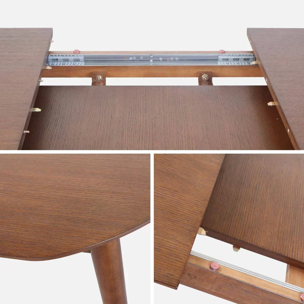 Table à manger ovale extensible Lina 6-8 places hévéa et chêne
