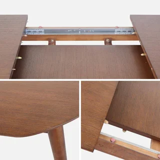 Table à manger ovale extensible Lina 6-8 places hévéa et chêne