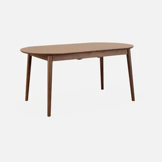 Table à manger ovale extensible Lina 6-8 places hévéa et chêne