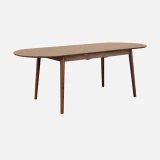 Table à manger ovale extensible Lina 6-8 places hévéa et chêne