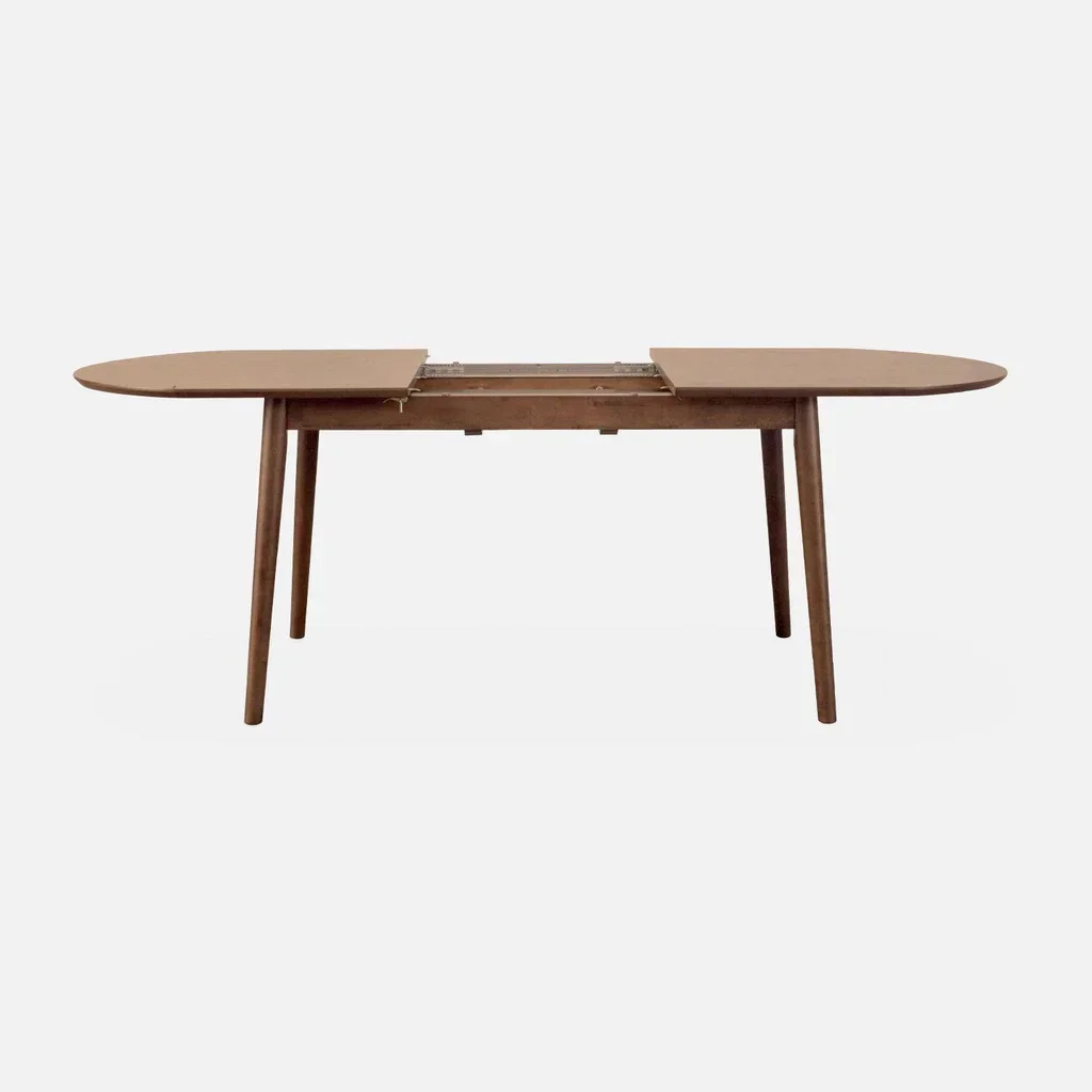 Table à manger ovale extensible Lina 6-8 places hévéa et chêne