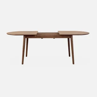 Table à manger ovale extensible Lina 6-8 places hévéa et chêne