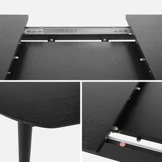 Table à manger extensible Lina 6-8 places hévéa et chêne plaqué