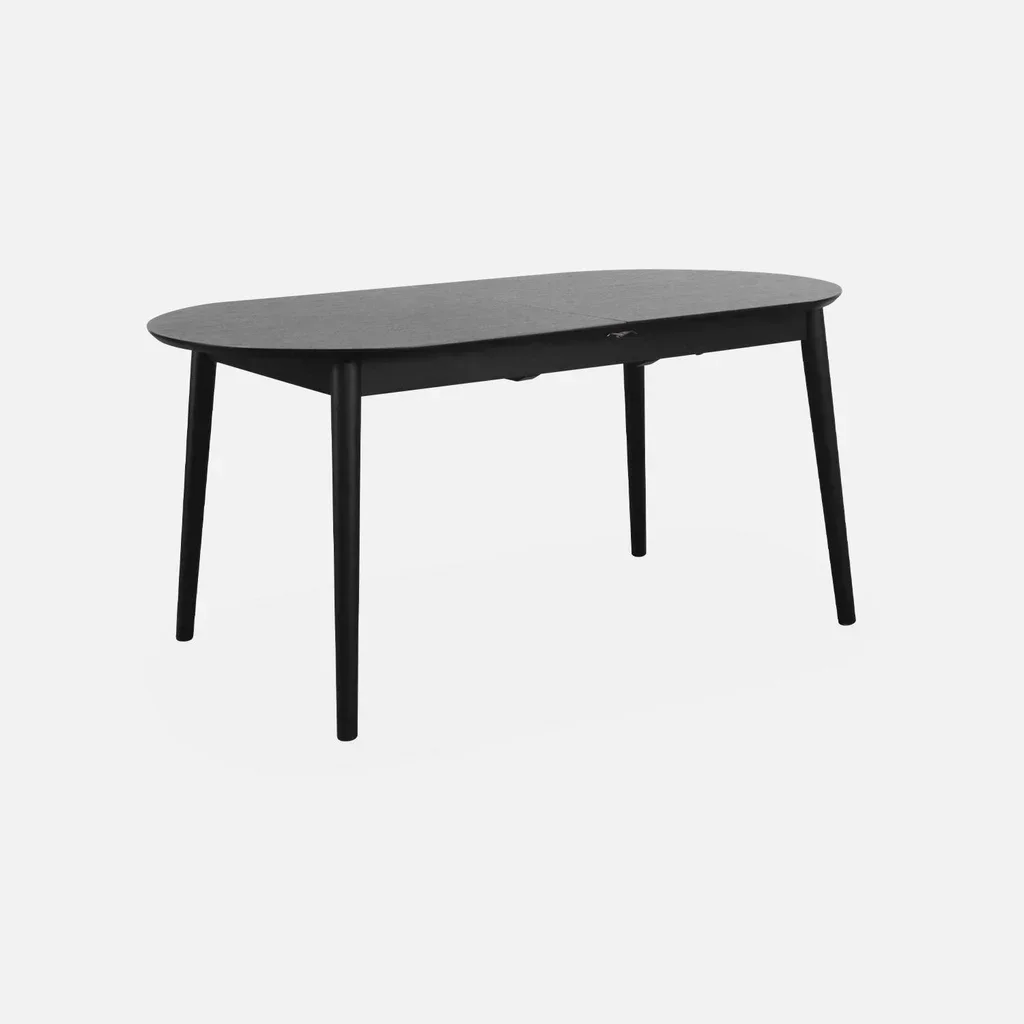 Table à manger extensible Lina 6-8 places hévéa et chêne plaqué