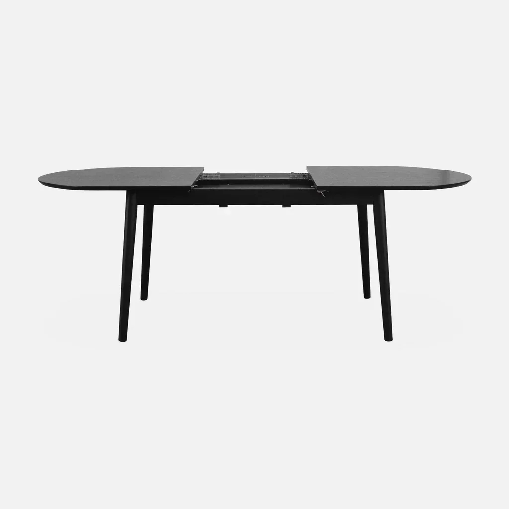 Table à manger extensible Lina 6-8 places hévéa et chêne plaqué