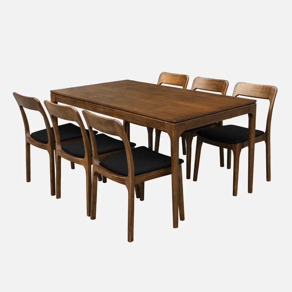 Table à manger Elena 160 cm bois massif hévéa 6 personnes
