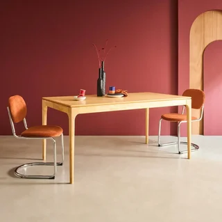 Table à manger Elena 160 cm bois massif hévéa frêne 6 personnes