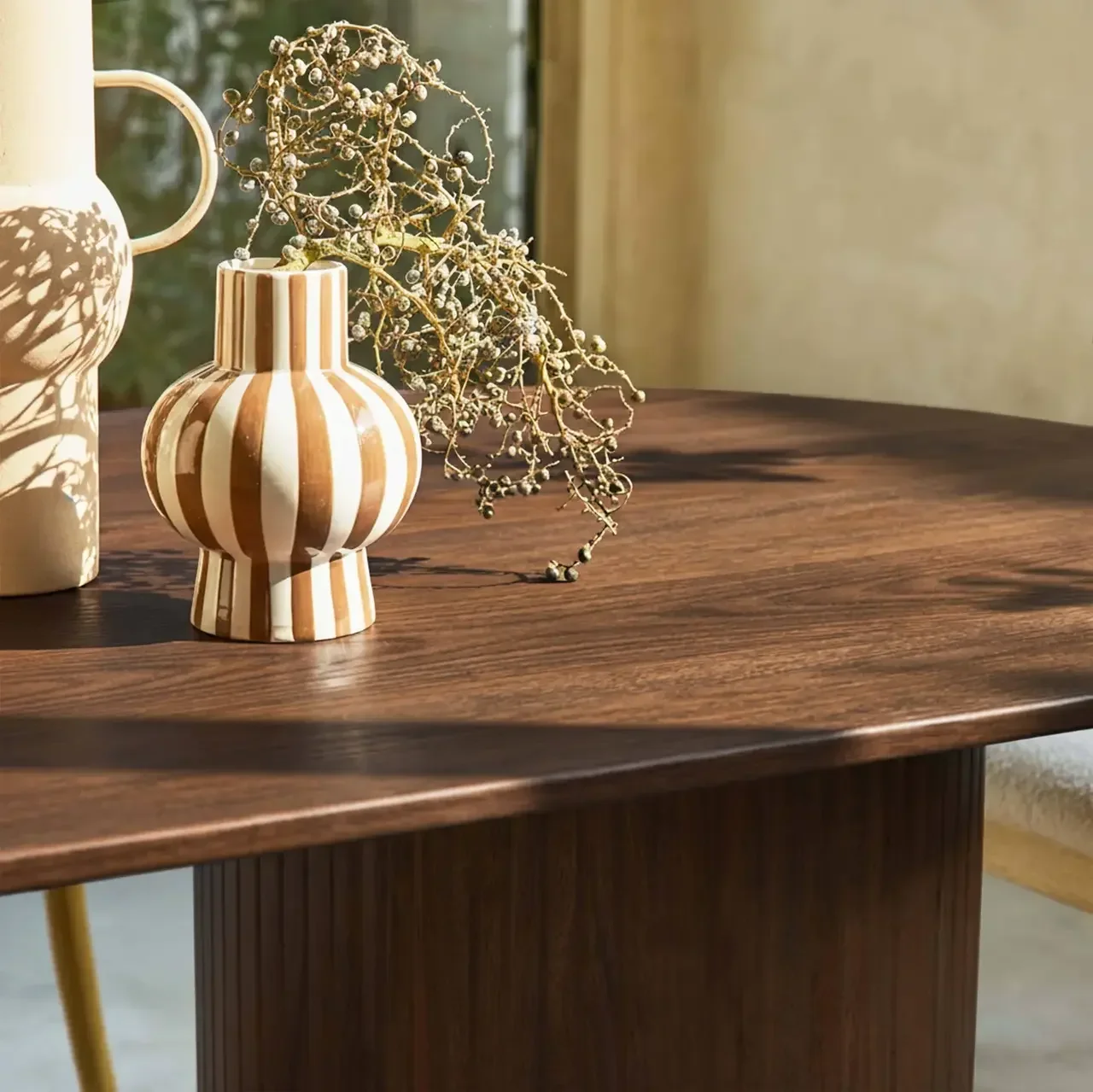 Table rectangulaire hévéa massif chêne plaqué 8 personnes 220 cm Estelle