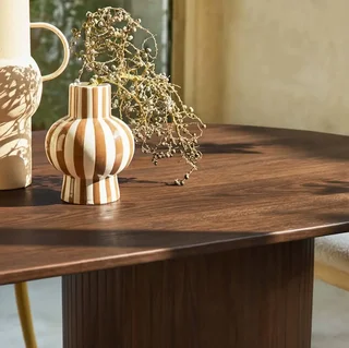 Table rectangulaire hévéa massif chêne plaqué 8 personnes 220 cm Estelle