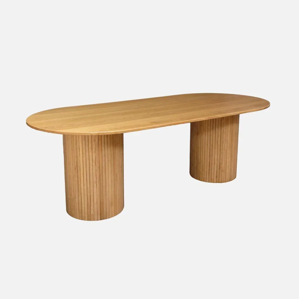 Table repas rectangulaire hévéa massif chêne 8 personnes Estelle