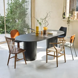Table rectangulaire hévéa massif chêne 8 personnes 220cm Estelle
