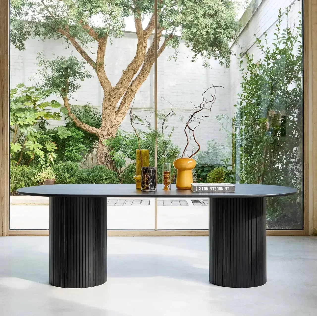 Table rectangulaire hévéa massif chêne 8 personnes 220cm Estelle