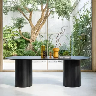 Table rectangulaire hévéa massif chêne 8 personnes 220cm Estelle