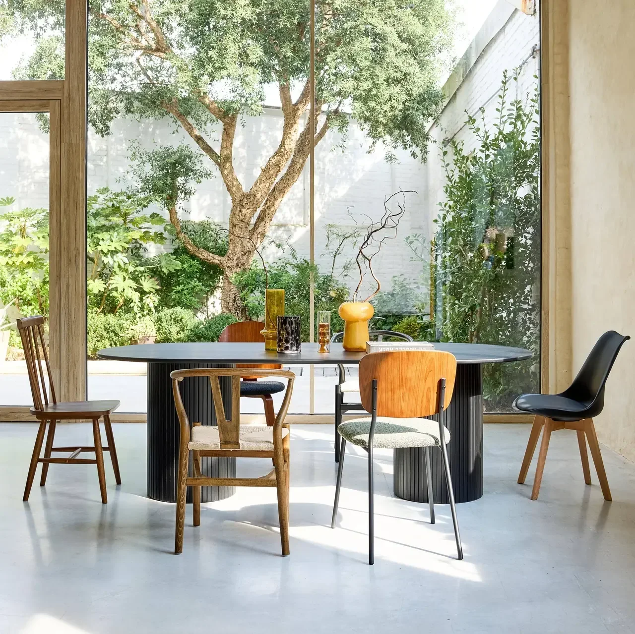 Table rectangulaire hévéa massif chêne 8 personnes 220cm Estelle