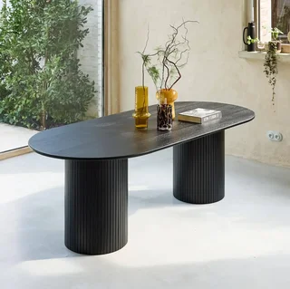 Table rectangulaire hévéa massif chêne 8 personnes 220cm Estelle
