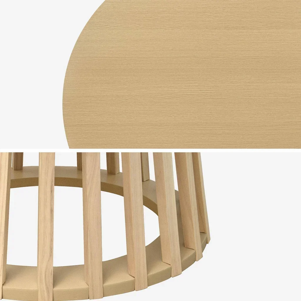 Table ronde 4 personnes bois sapin Ø120 cm style naturel contemporain