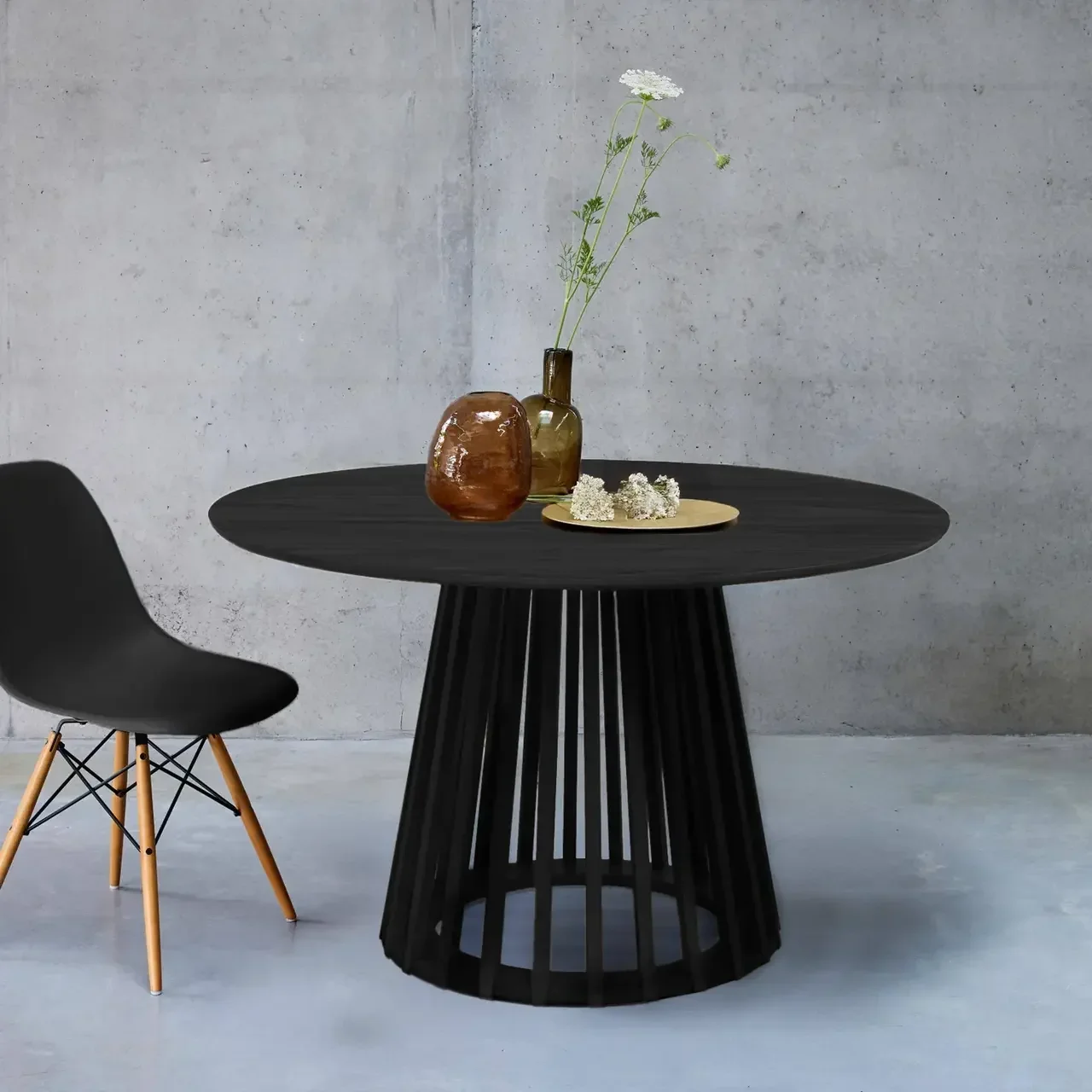 Table ronde bois sapin 4 personnes style naturel Ø120cm