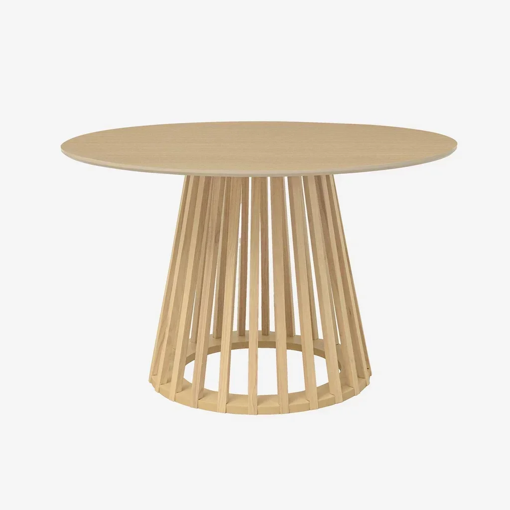 Table ronde 4 personnes bois sapin Ø120 cm style naturel contemporain