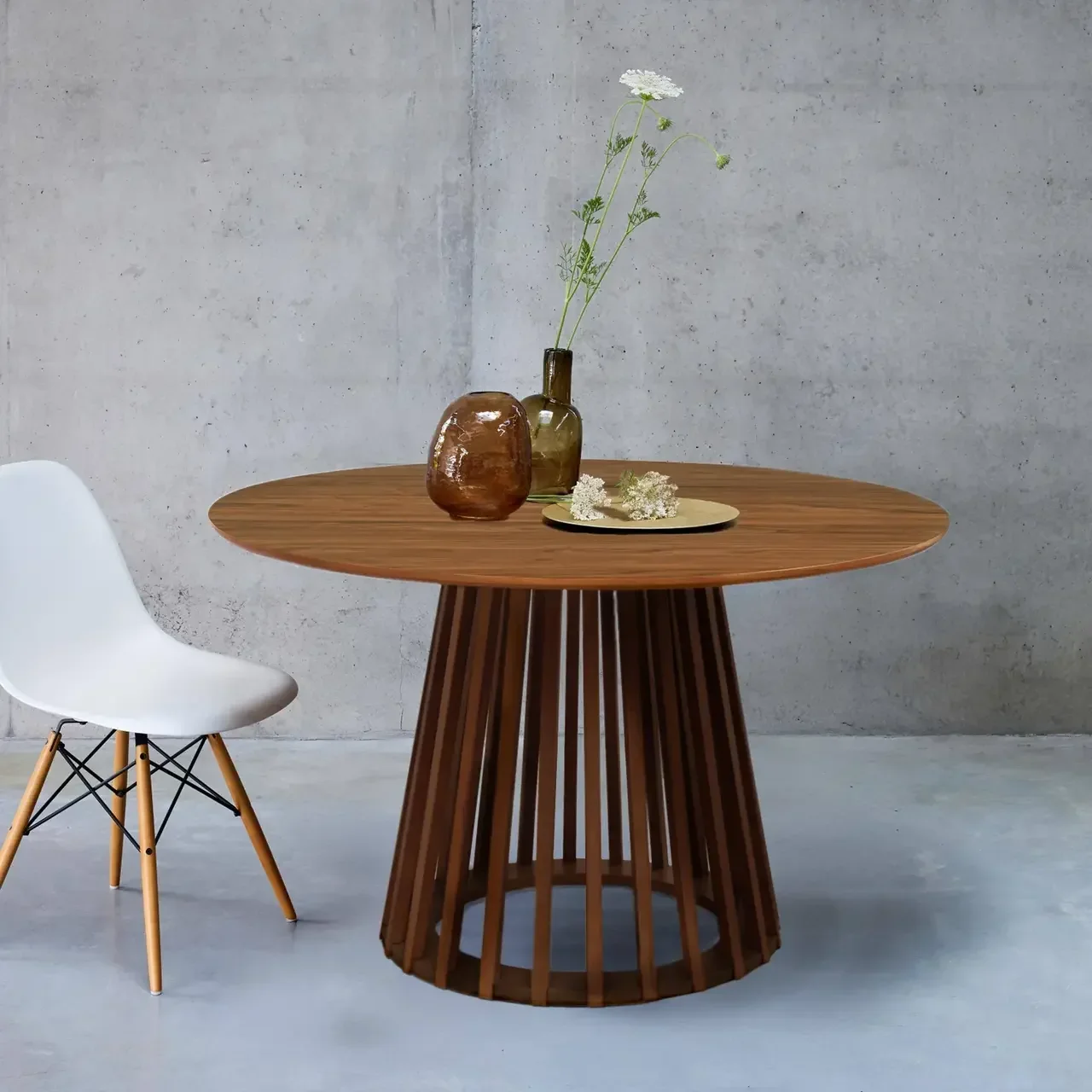 Table ronde 4 personnes bois sapin Ø120 cm style naturel