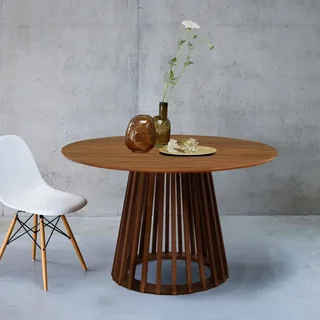 Table ronde 4 personnes bois sapin Ø120 cm style naturel