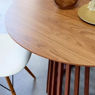 Table ronde 4 personnes bois sapin Ø120 cm style naturel