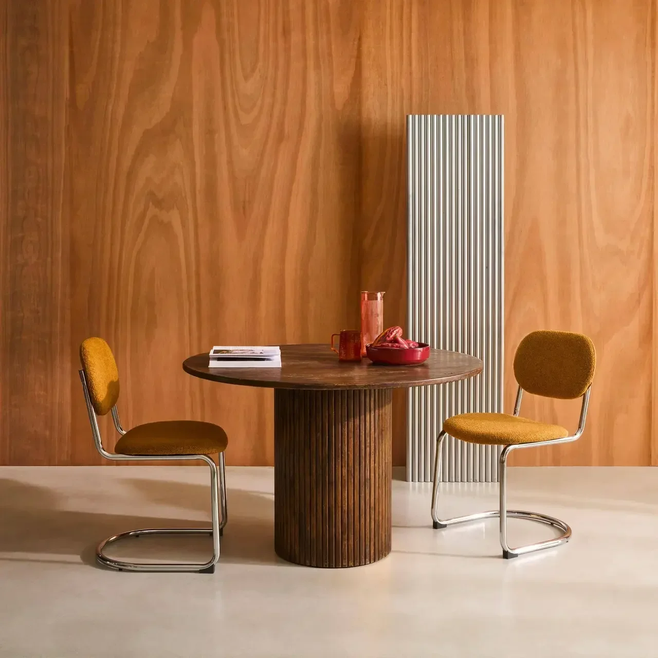 Table ronde 4 personnes hévéa massif chêne Estelle 115 cm