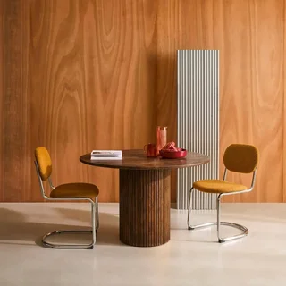 Table ronde 4 personnes hévéa massif chêne Estelle 115 cm