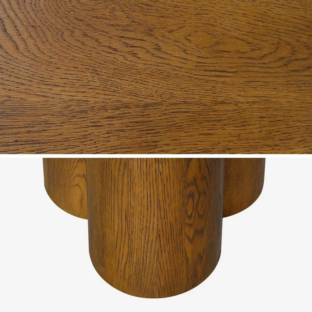 Table ronde 4 personnes bois hévéa massif chêne Leonore 130 cm