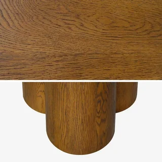 Table ronde 4 personnes bois hévéa massif chêne Leonore 130 cm