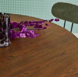 Table ronde 4 personnes bois hévéa massif chêne Leonore 130 cm