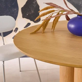 Table ronde 4 personnes hévéa massif chêne Leonore 130cm
